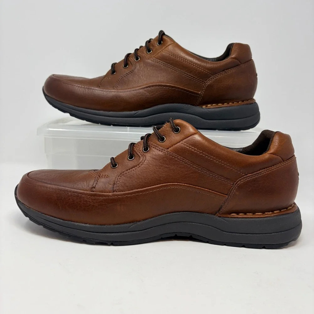 Rockport Mens 10.5 Wide Rockport Edge Hill II Shoes Brown Leather Lace Up